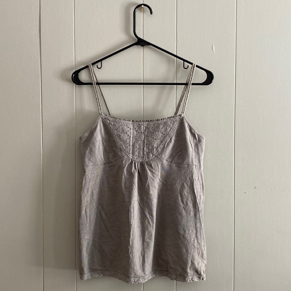American Eagle size L grey tank top with beautiful detailing